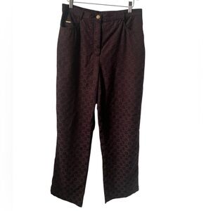 St. John Sport by Marie Gray Women's Wide Leg Brown Jacquard Logo Pants Size 6